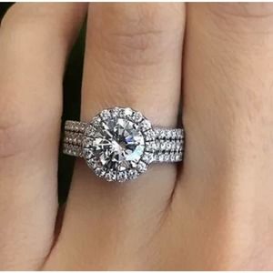 COPY - sz7 Diamond Engagement Ring STERLING SILVER #31 size 6,7,8,9,10